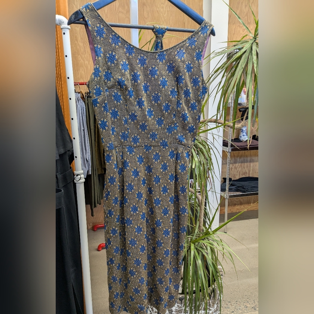 1950s/60s Metallic Thread Vintage Cocktail Dress